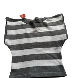 Gray and White Striped Top